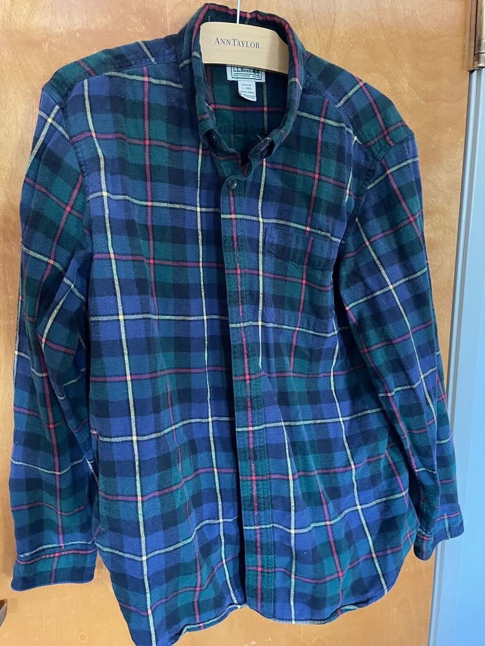 L.L.Bean Traditional Fit Plaid Flannel Shirt Men's Large Regular